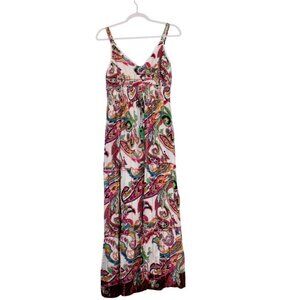 Anthropologie Maxi Dress Medium Colorful Paisley Boho Hippie Tiered Peasant